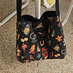 New No Tags Saari Designs Soft Black Tote Bag Colorful Tattoo Art  Print